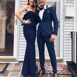 Blue mermaid prom dress